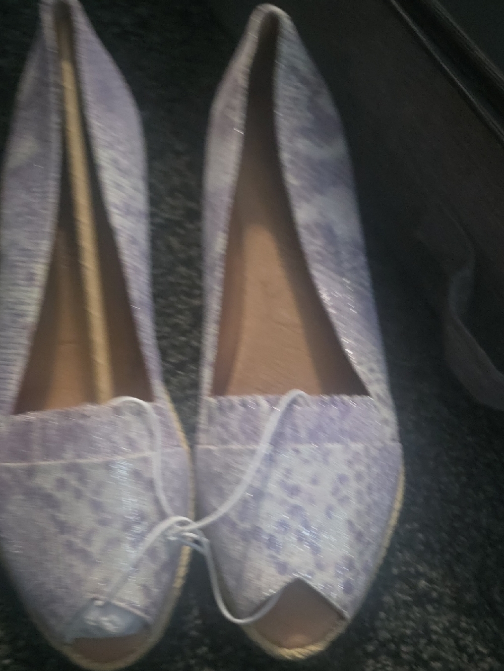 gentle souls Lavender Peep-Toe Flats with Shimmer